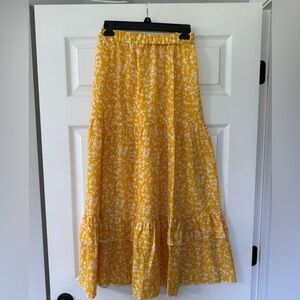 SHEIN Yellow Floral Maxi Skirt
